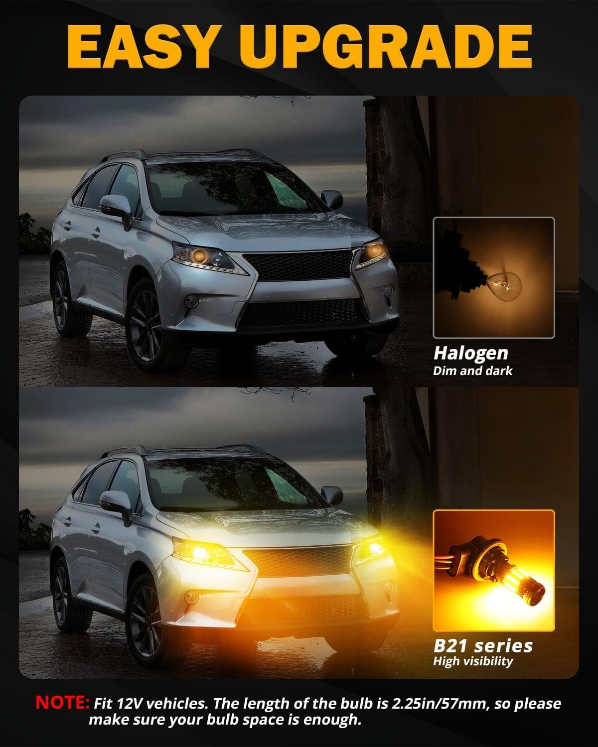 Amber Yellow LED 1157, 600% Brighter Turn Signal with Built-in Resistor System