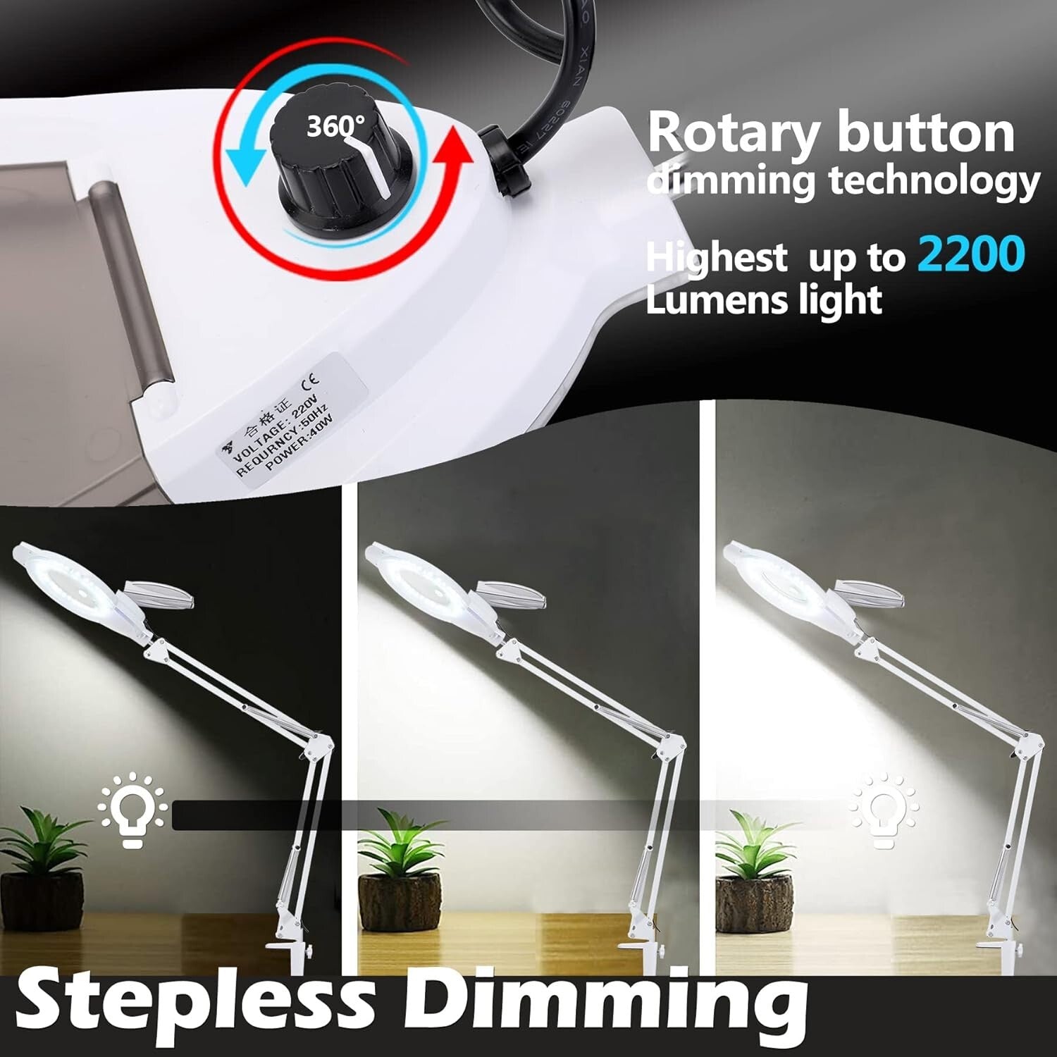 Bright 10X LED Magnifier Lamp with Clamp - Cool White Light for Crafts & Repairs