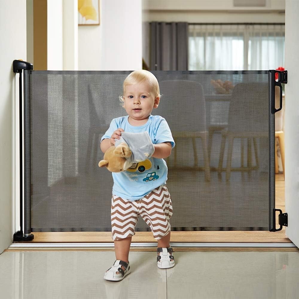Adjustable Retractable Baby & Pet Gate - 55" Wide, Perfect for Doors & Hallways