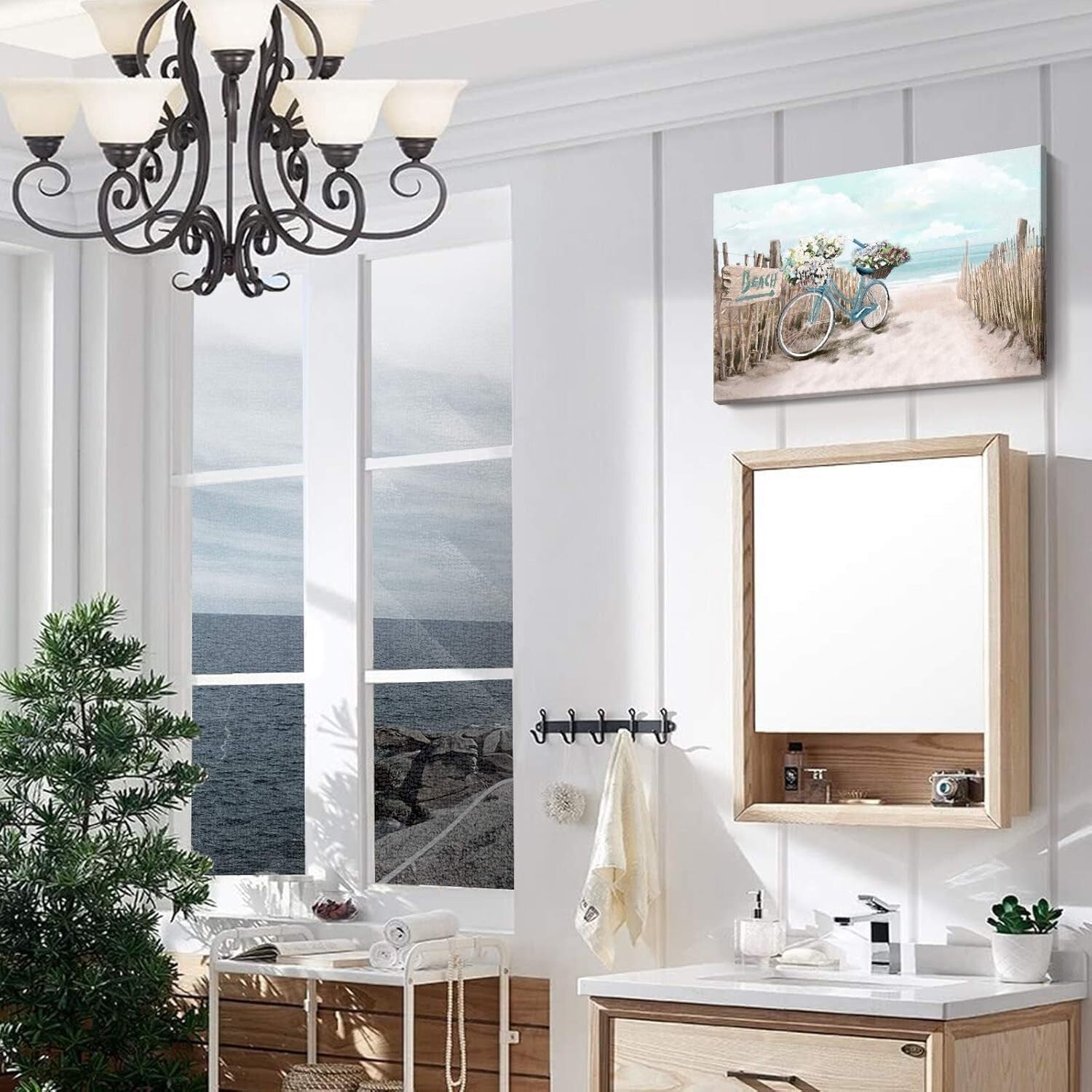 Chic 24x16 Coastal Wall Art - Relaxing Seascape Canvas for Bedroom and Bathroom