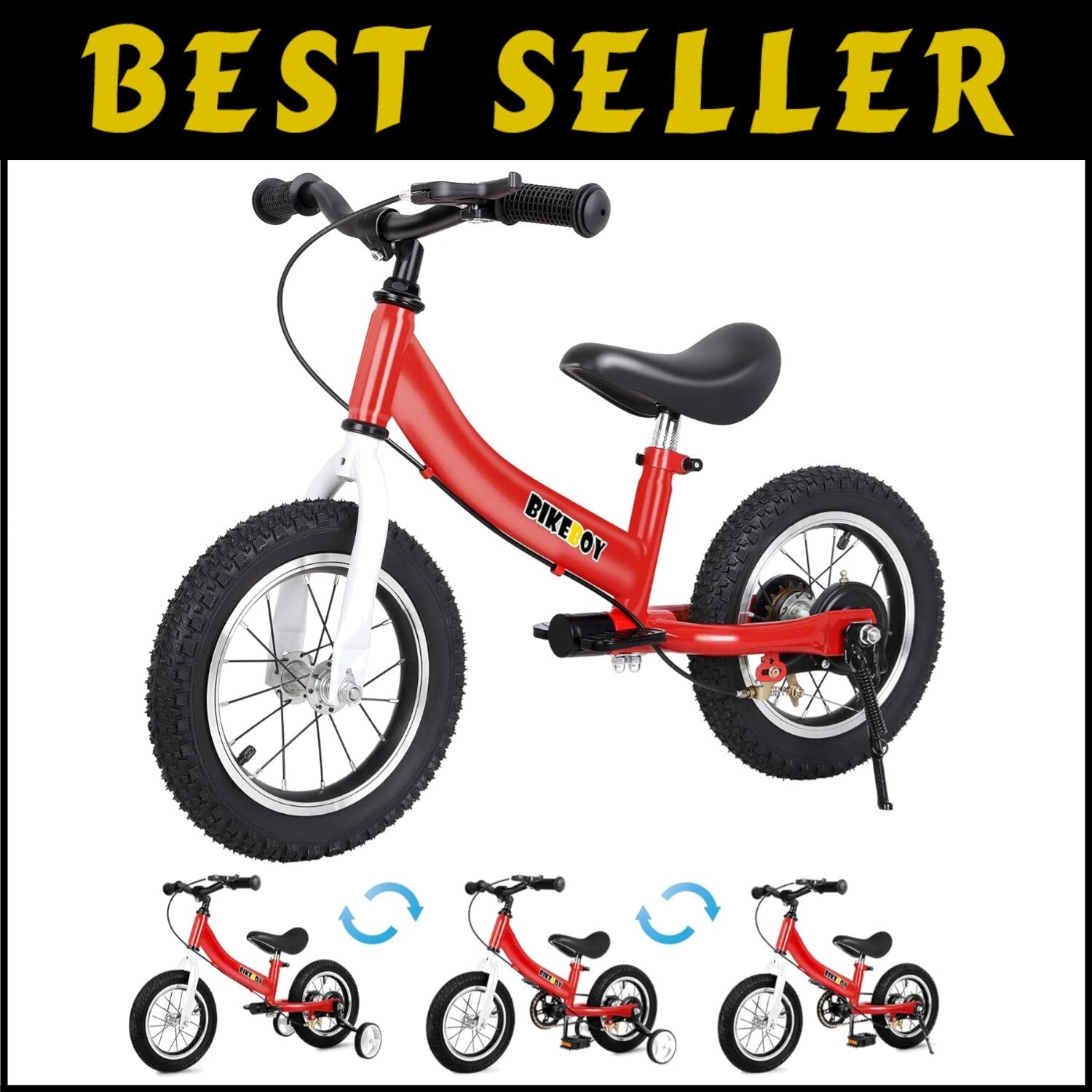 Convertible Balance Bike for Ages 2-7 - Durable Carbon Steel & Easy Switch