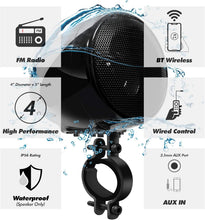 Load image into Gallery viewer, Outdoor Motorcycle Audio Kit - 4'' Speakers with Bluetooth Amplifier for ATV/UTV