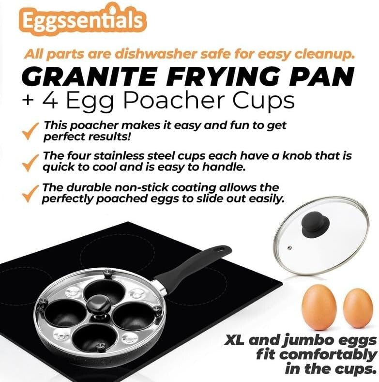 Versatile Egg Maker: Nonstick Frying Pan and Poacher Set with 4 Cup Capacity