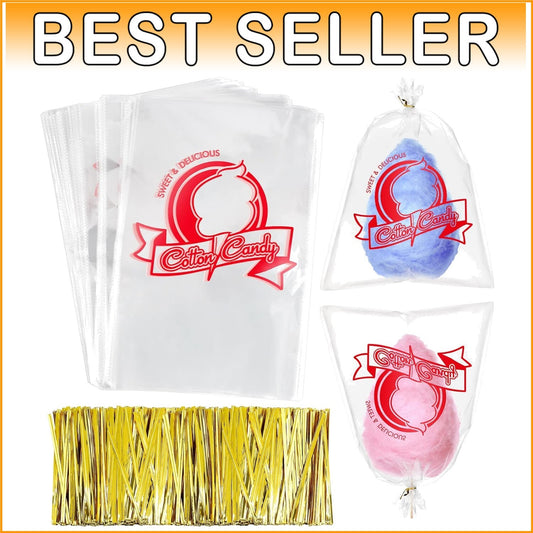 500 Cotton Candy Bags with Clown Print - Large Party Essential, 11.8 x 17.7 Inch