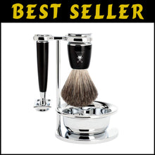 Load image into Gallery viewer, Closed Comb Safety Razor and Pure Badger Brush Set - Barbershop Quality Grooming