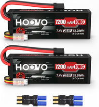 Load image into Gallery viewer, 2 Pack 7200mAh 2S Lipo Battery for High-Speed RC Racing - Hard Case Protection