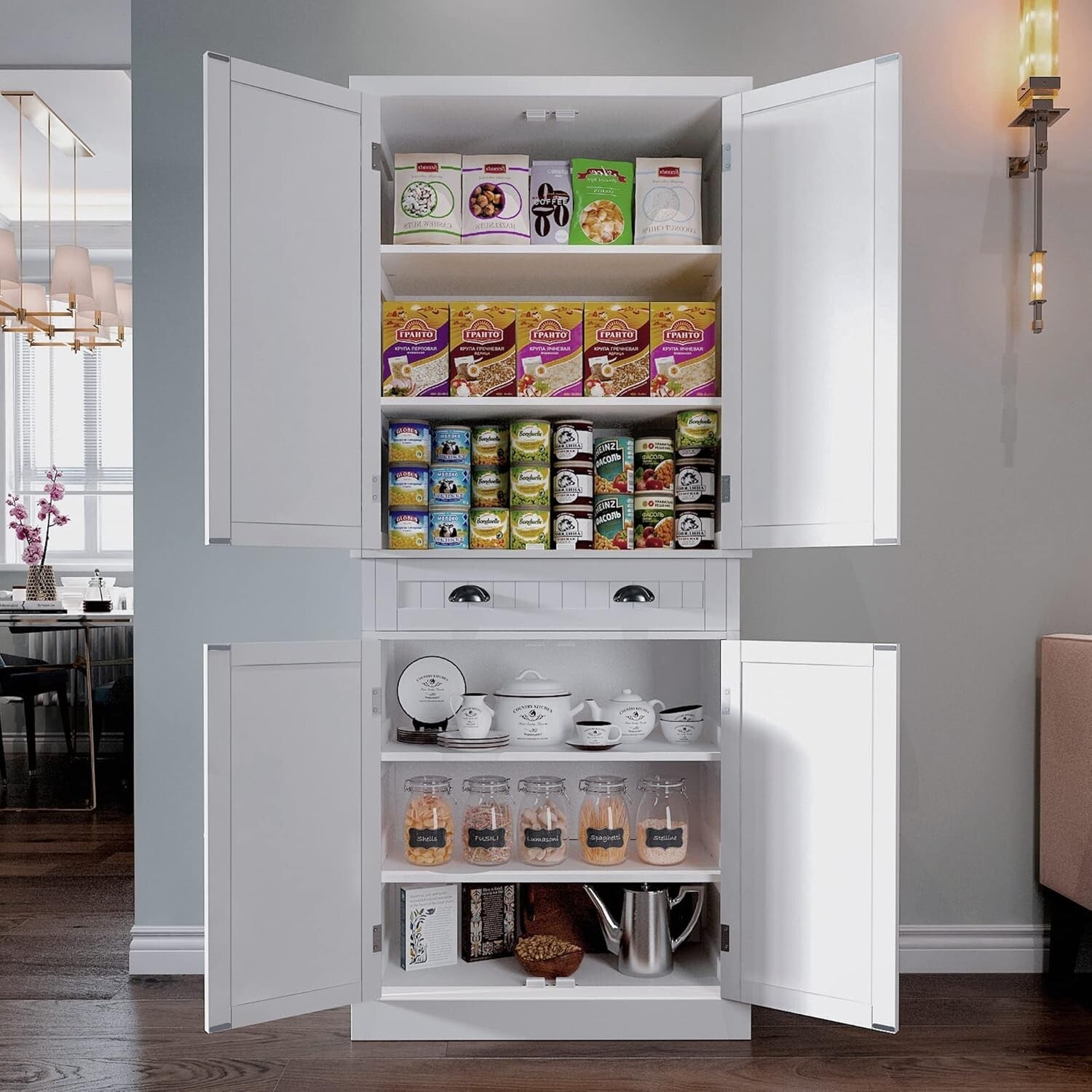 Elegant Freestanding Storage Cabinet with Drawer - Perfect for Kitchen or Bath