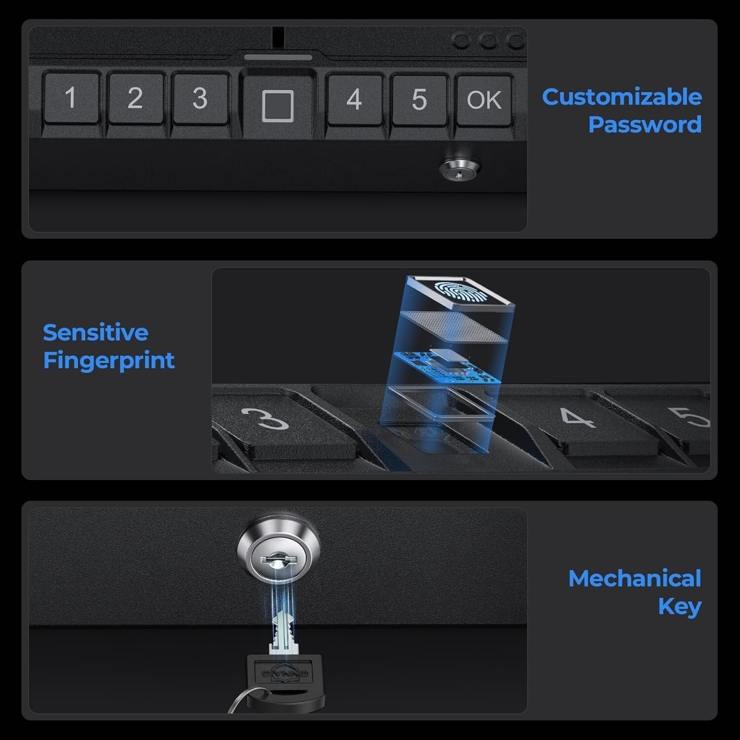 Advanced Alloy Steel Biometric Gun Safe for Quick Access - Nightstand or Car Use