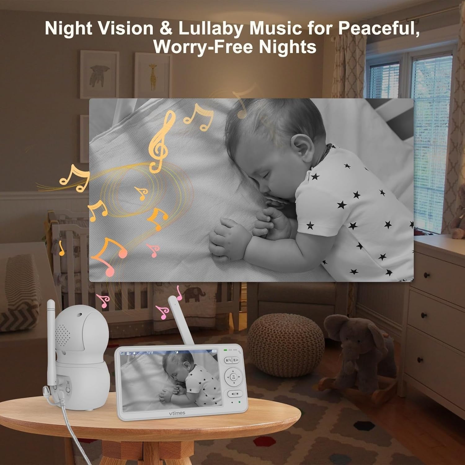 2-Way Audio Baby Monitor with 1000ft Range & Night Vision - Ideal for Parents