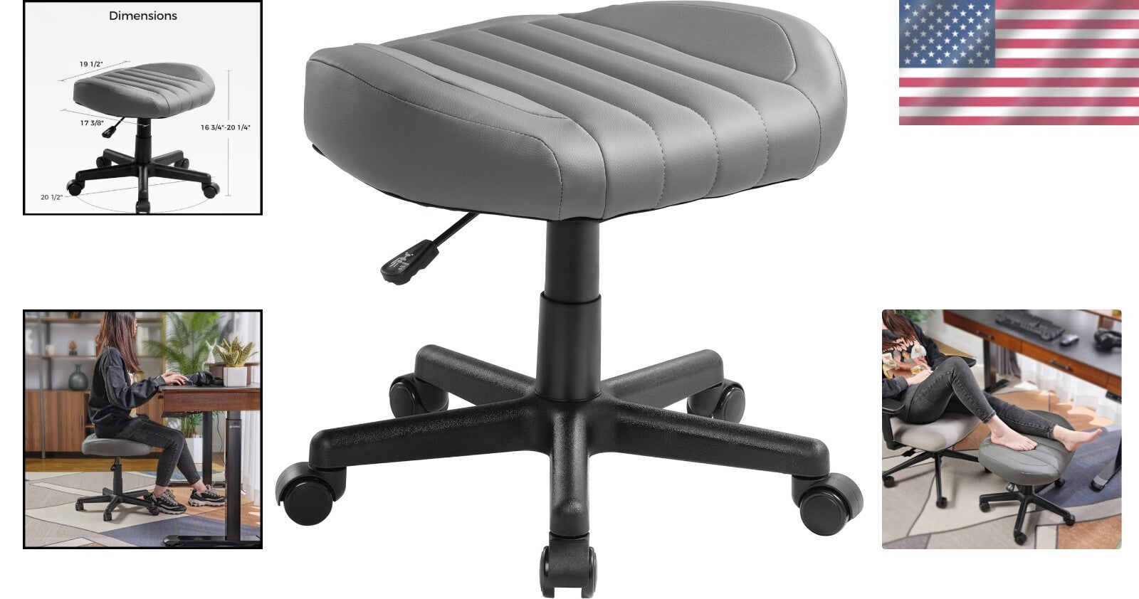 Luxury PU Leather Office Chair with Swivel Wheels & Height Adjustable Footrest