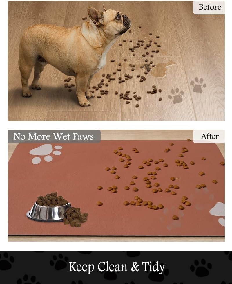 Non-Slip Waterproof Dog Feeding Mat - Absorbent Drying Design for Messy Drinkers