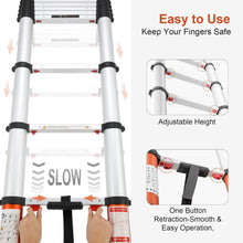 Load image into Gallery viewer, Portable 12.5 FT Aluminum Ladder with Safety Features - Perfect for Home and DIY