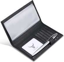 Load image into Gallery viewer, Luxury Italian Leather Checkbook Cover &amp; Card Holder - Pebbled Black Elegance