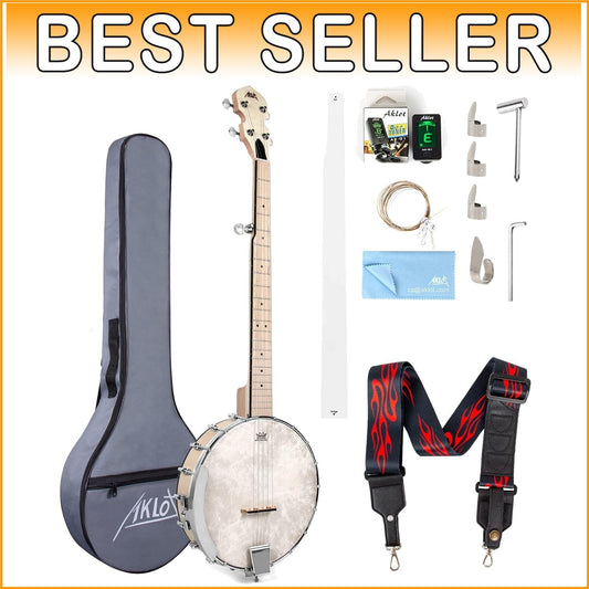 Full-Size 5-String Maple Banjo Kit with Remo Head & Accessories for All Levels