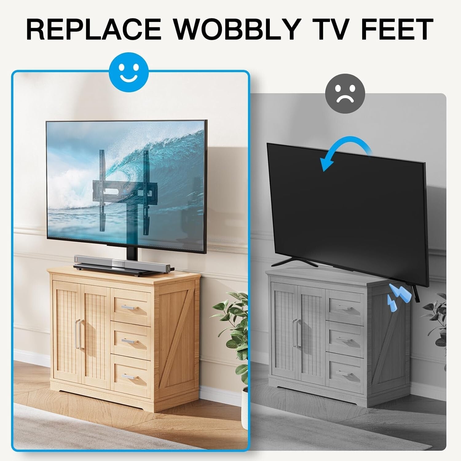Durable Height Adjustable TV Stand for 32-65'' TVs - Swivel and Sturdy Design