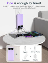 Load image into Gallery viewer, Compact 20000mAh Portable Charger with AC Wall Plug &amp; Built-In Cables for Travel
