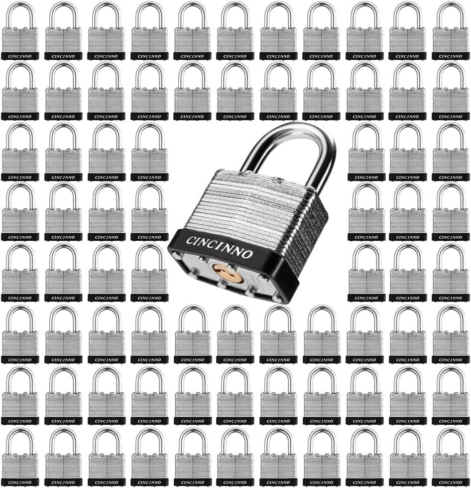 72 Pack Heavy Duty Laminated Padlocks with Keyed Alike Security Solutions