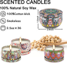 Load image into Gallery viewer, Classic Floral Scented Candle Gift Set - 36 Long Burning Tins for Relaxation