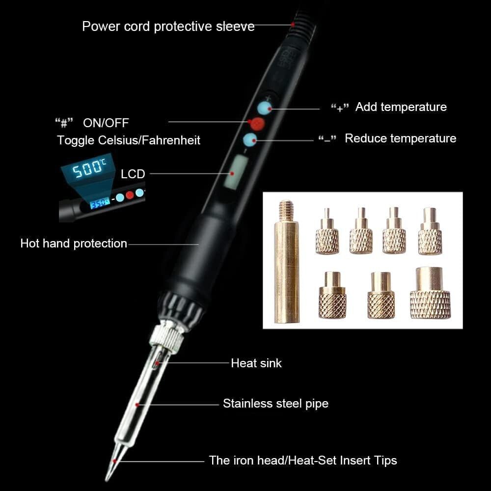 Aluminum Heat Pressing Machine - Compatible with M2-M8 Inserts for 3D Printers