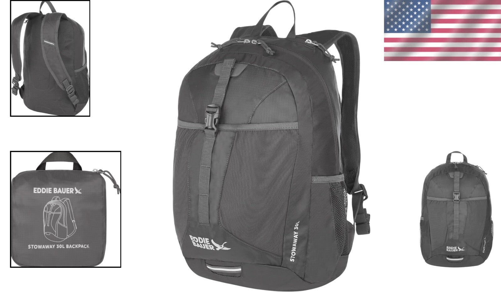 Durable Ripstop Polyester Packable Backpack with Laptop Sleeve - 30L Capacity