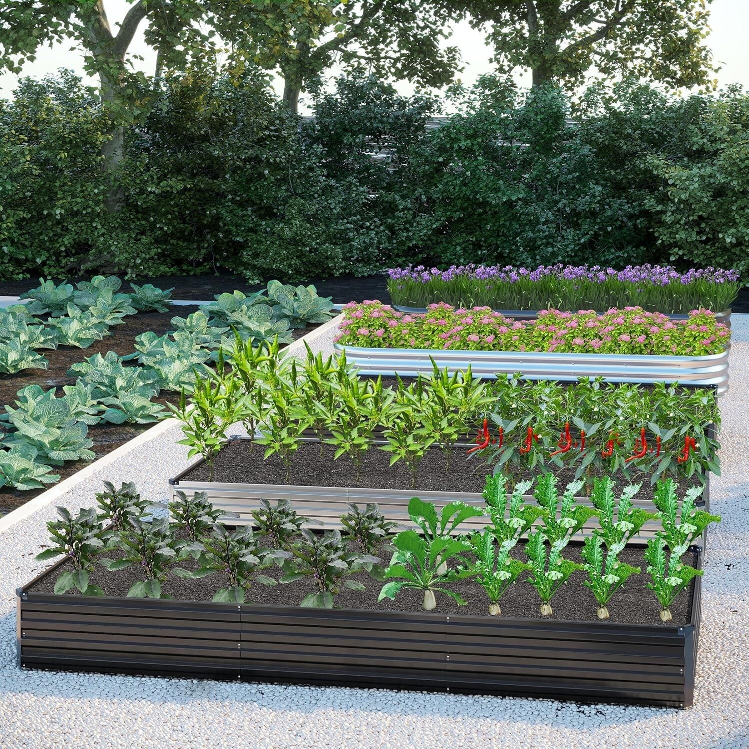 Durable & Safe 2-Piece Raised Garden Bed Kit - 12x4x1FT for Herbs & Fruits