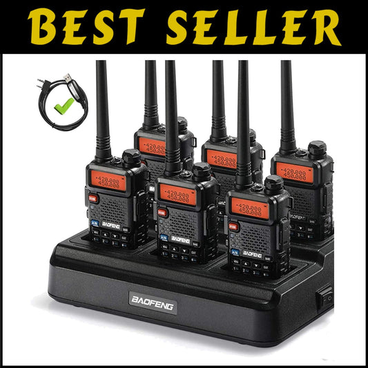 6 Pack GT-5R FCC Compliant Dual Band Ham Radio Walkie Talkies - Long Range