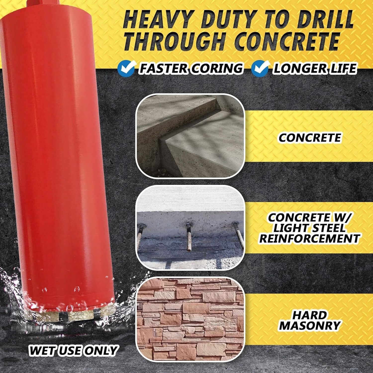 3" Wet Diamond Core Drill Bit with 14" Depth – Ideal for Concrete & Masonry