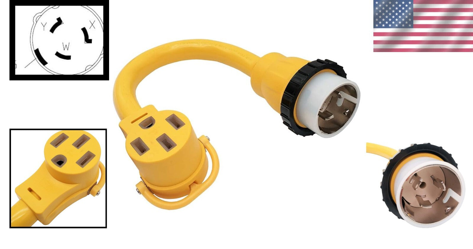 1.5FT 50A Shore Power Adapter NEMA SS2-50P/14-50R for RV & EV Charging