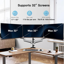 Load image into Gallery viewer, Versatile Articulating Triple Monitor Stand for Flat/Curved Screens - Easy Setup