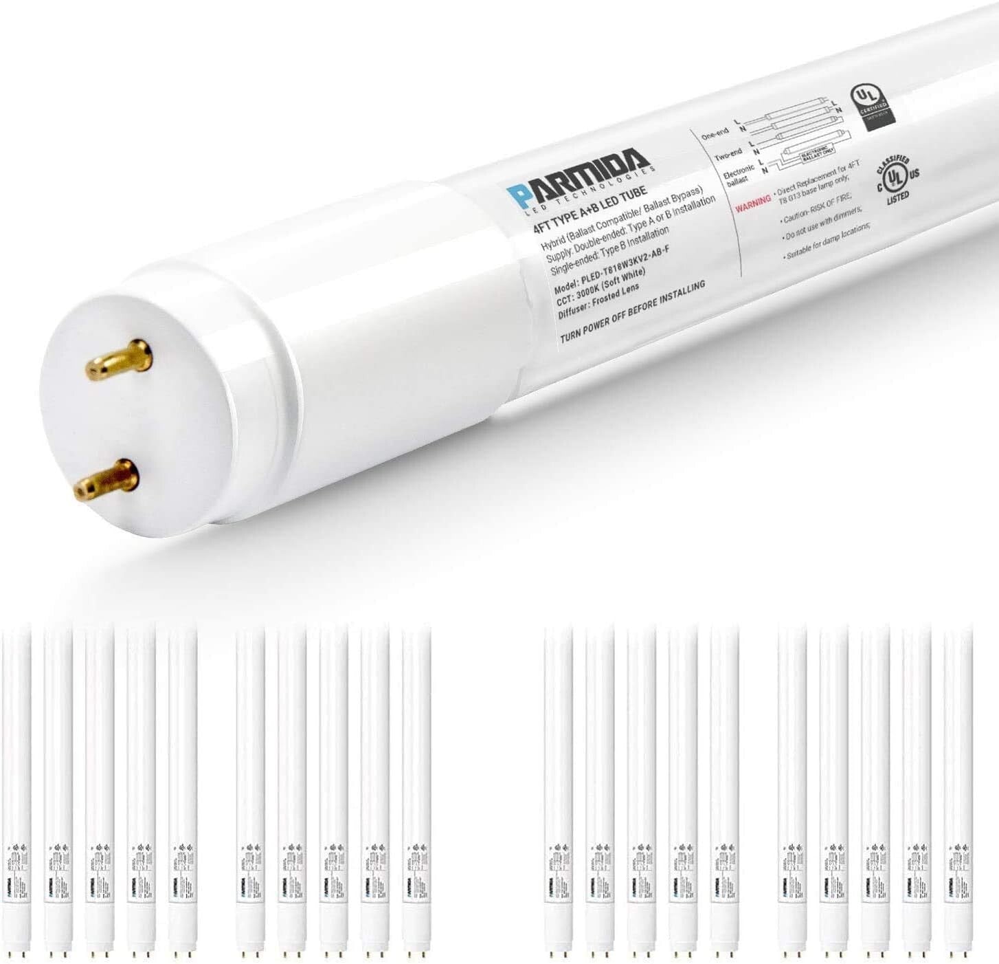 Energy-Efficient 20-Pack 4FT LED T8 Tubes - 5000K Daylight, Dual-end Options