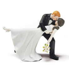 Load image into Gallery viewer, Unique Hand-Painted Bride and Groom Cake Topper - Romantic Porcelain Keepsake