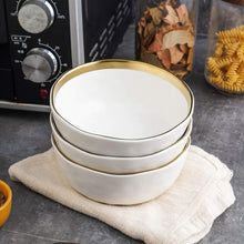 Load image into Gallery viewer, Luxury White &amp; Gold Rim Porcelain Dinnerware, 16-Piece Set for Stylish Hosting