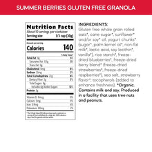 Load image into Gallery viewer, Organic Summer Berries Granola, Gluten Free - 11 oz Pack of 8 Cluster Packs