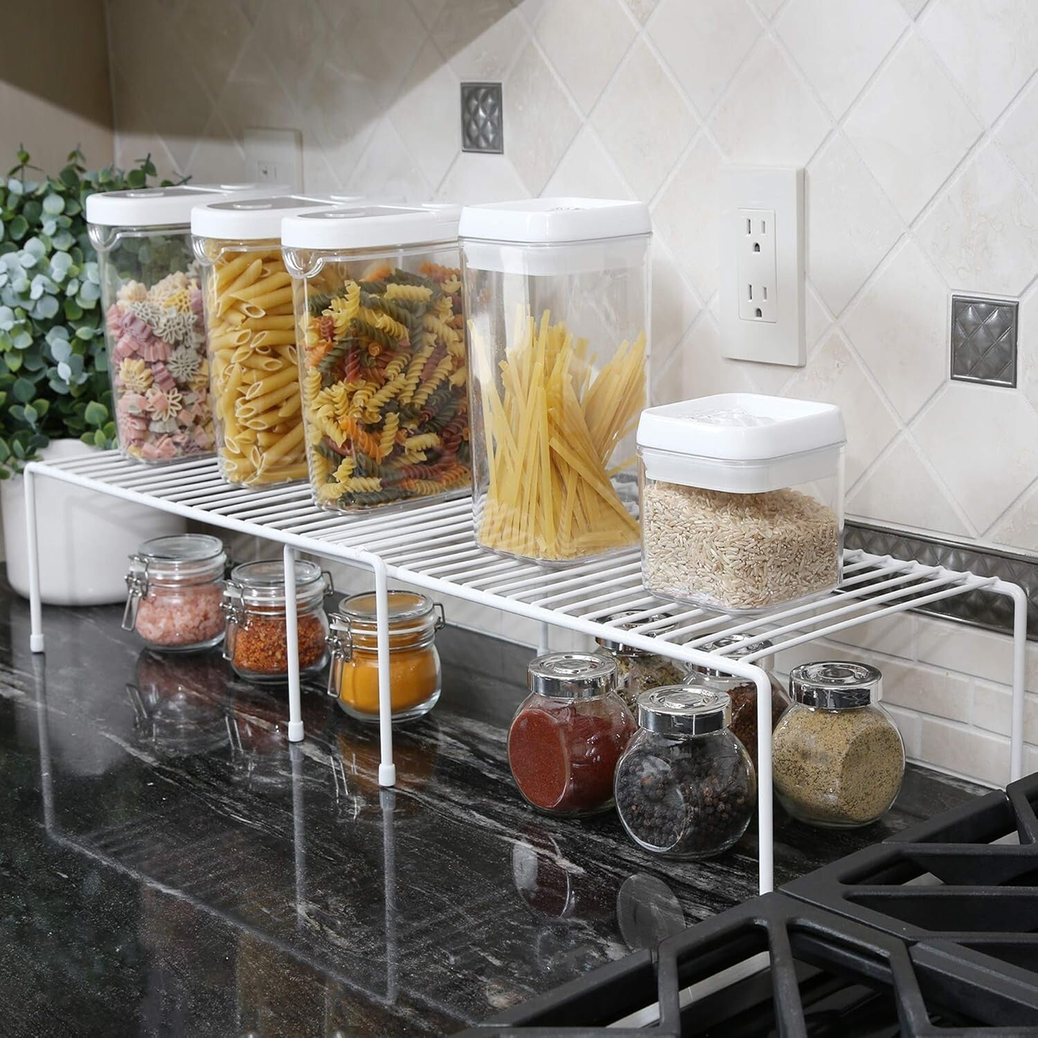 Expandable 6-Piece Metal Wire Storage Rack for Kitchen & Bathroom Organization