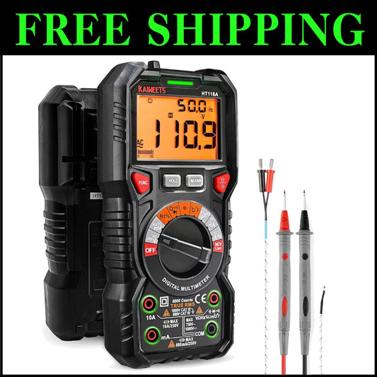 Compact 6000 Counts Digital Multimeter - Battery Operated with Backlight Display