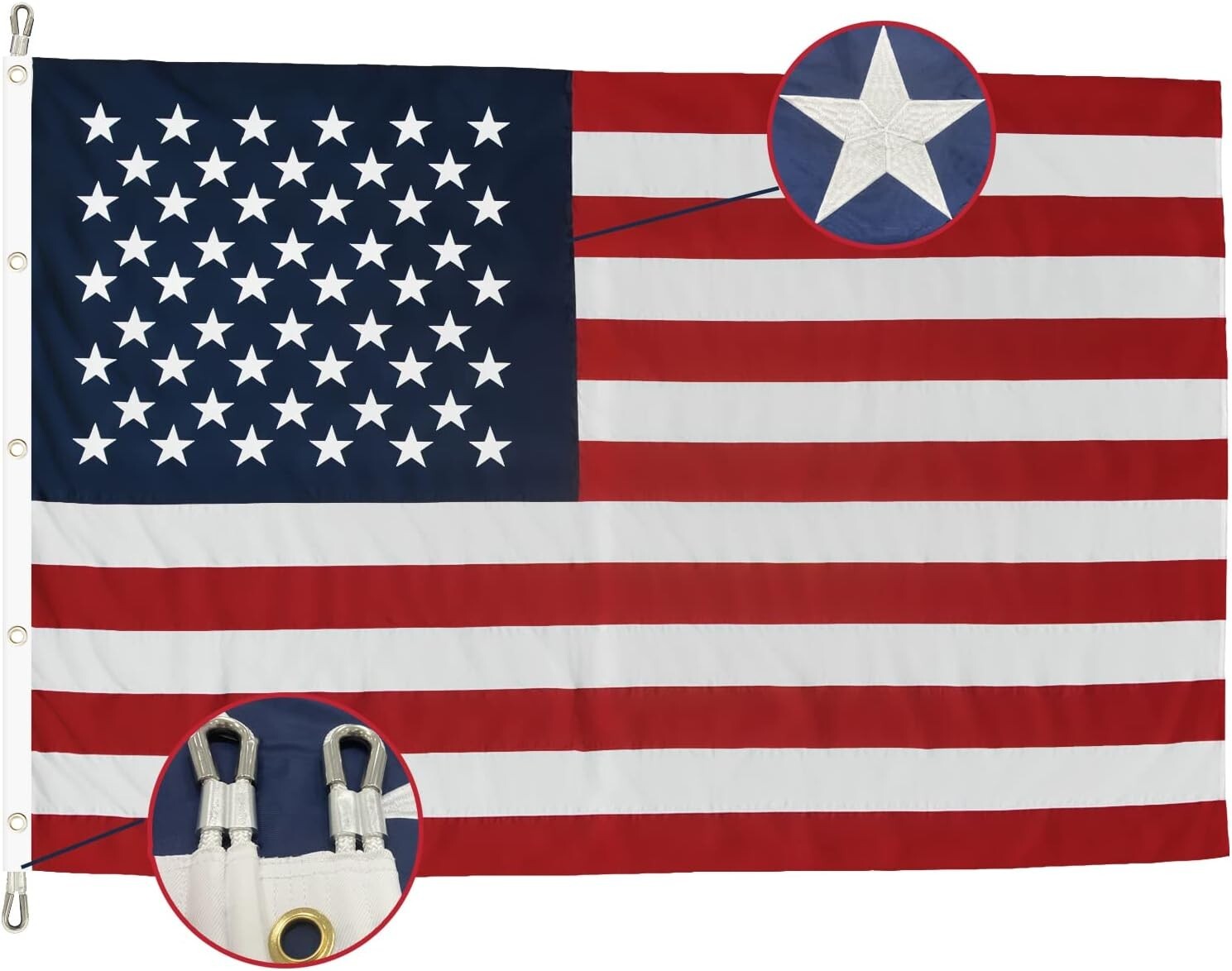 Durable 12x18 American Flag - Embroidered Stars, Perfect for Outdoor Display