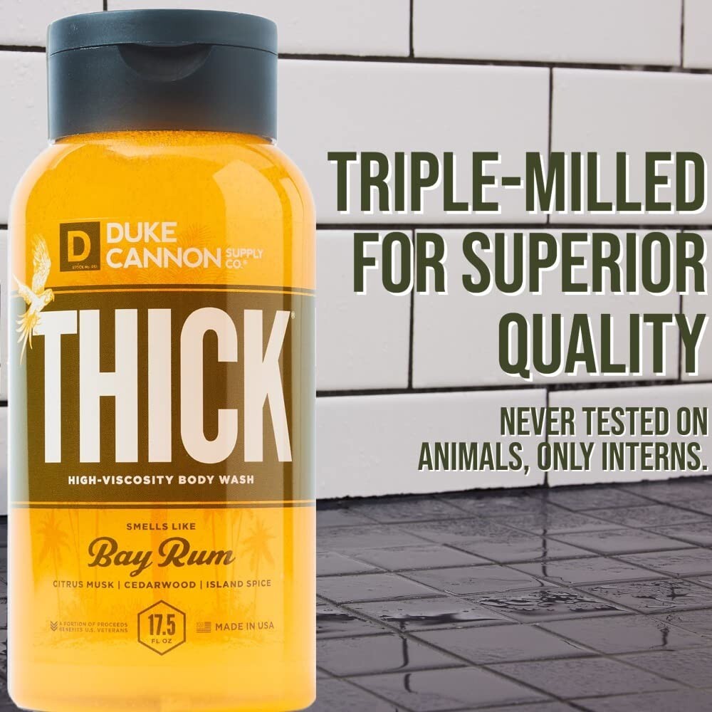 Duke Cannon Thick Body Wash - Bay Rum Scent, 3 Bottles for Ultimate Freshness