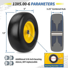 Load image into Gallery viewer, Puncture-Proof 13" Flat-Free Mower Tires with Adjustable Adapter Kit - 2 PCS