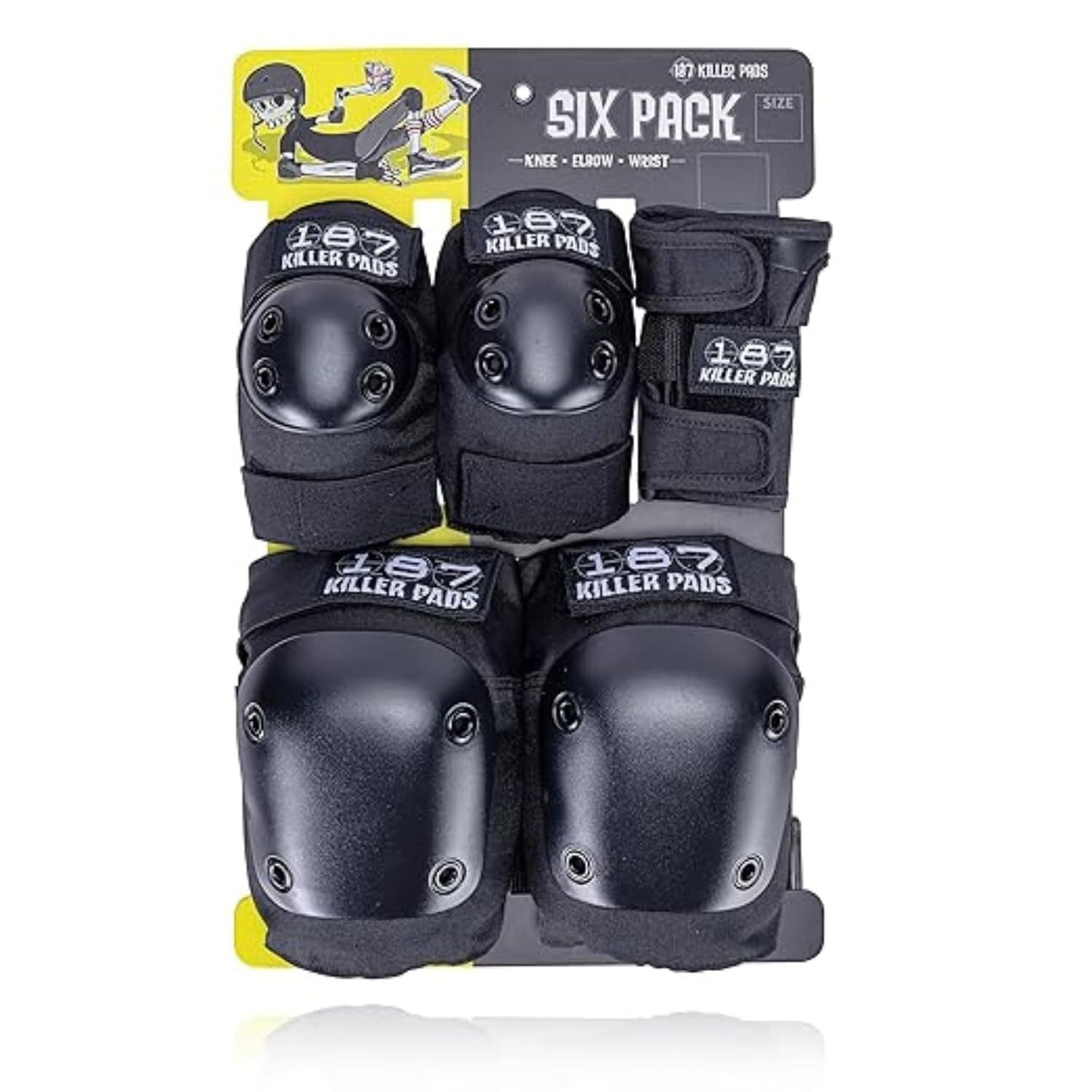 Premium Six Pack Pad Set - Knee Pads, Elbow Pads & Wrist Guards for Skating