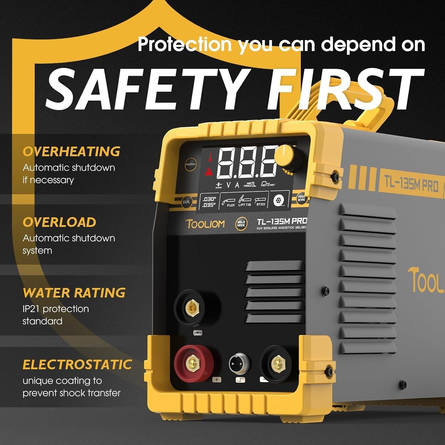 Compact 135A MIG Welder 110V - Multi-Function Flux Core & TIG Welding Machine