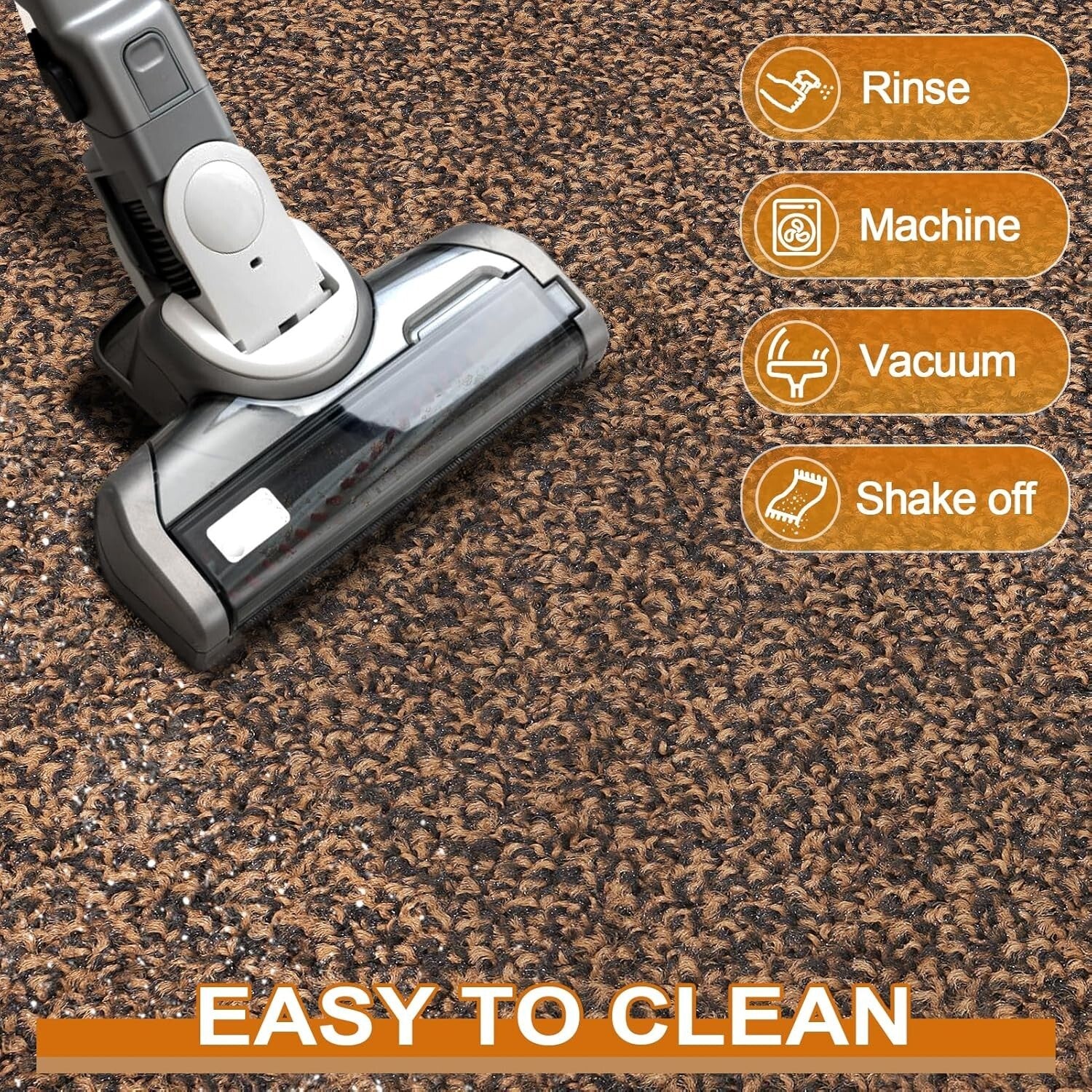 Durable Brown Outdoor Indoor Doormat 72'' x 48'' - Machine Washable Entry Rug