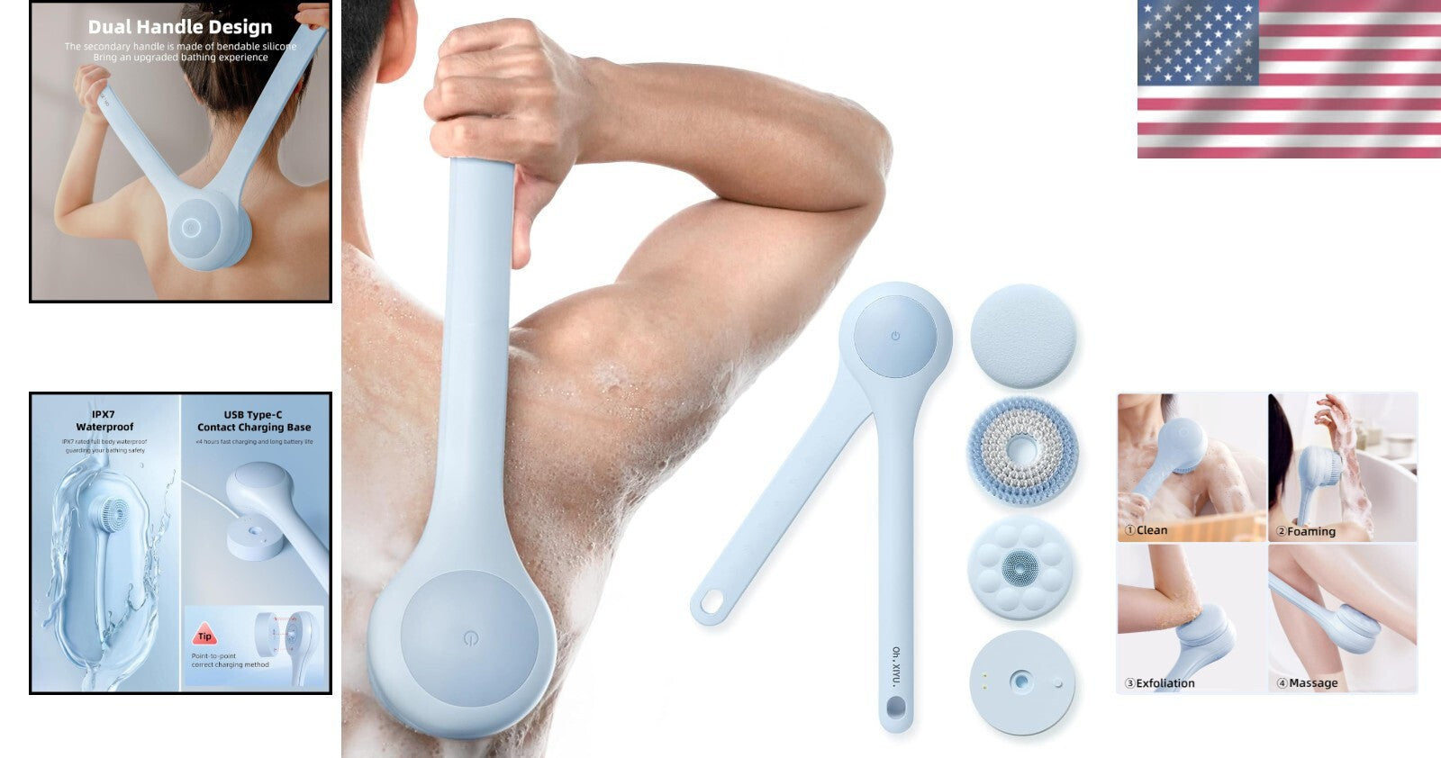 Luxury Electric Body Brush - Idel for Cleansing & Exfoliating Skin Effortlessly