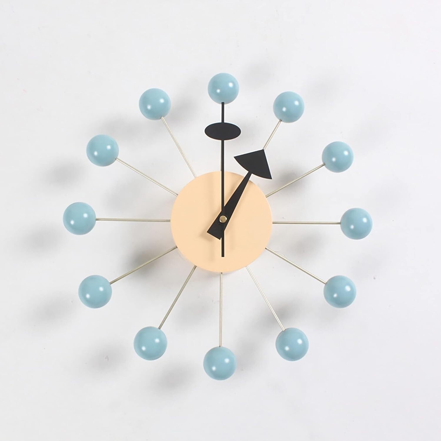 Artistic Blue Wall Clock with Non-Ticking Quartz Movement - 12.99" Diameter