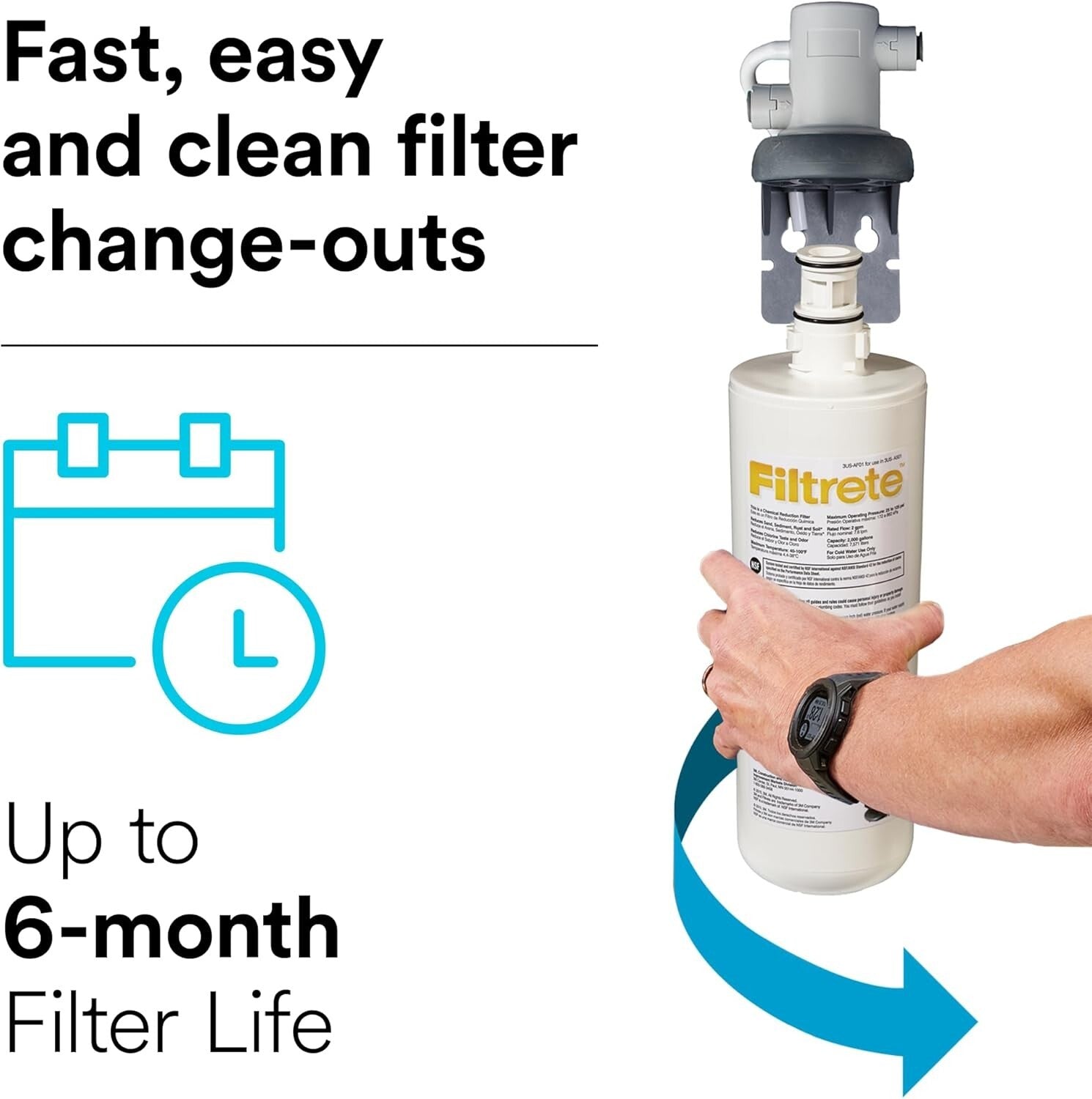 Under Sink Quick Change Water Filtration System for Cleaner, Great-Tasting Water