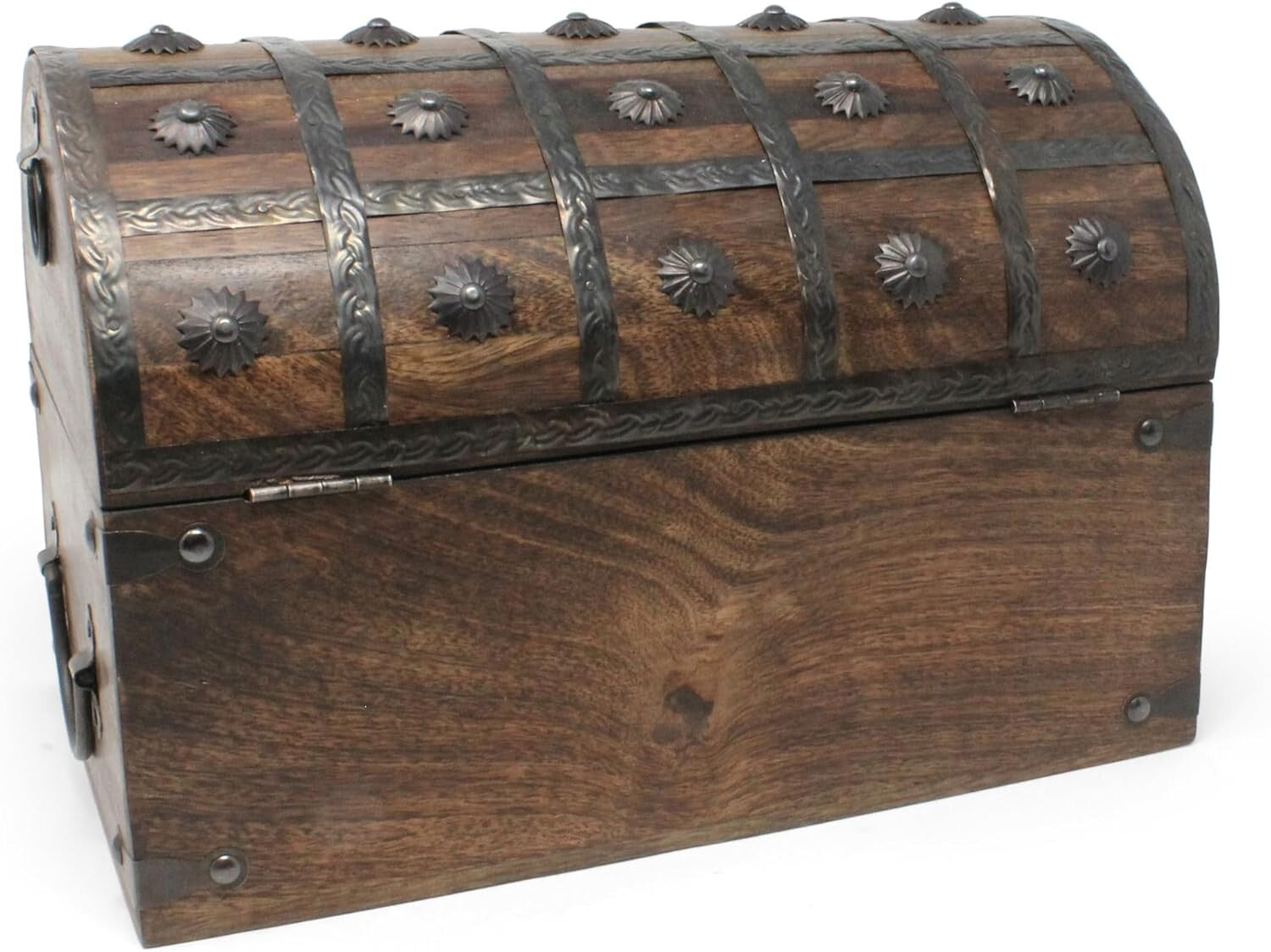Classic Lockable Pirate Chest in Mango Wood – Decorative Storage Box 13x8x8.25