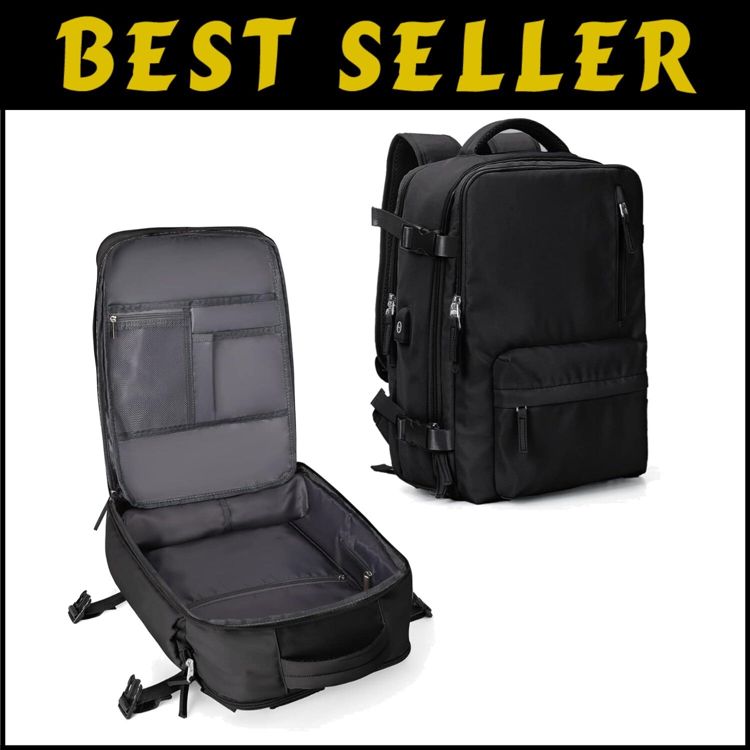 Large Waterproof Travel Backpack with USB Port & Anti-Theft Pocket - Xx-Large