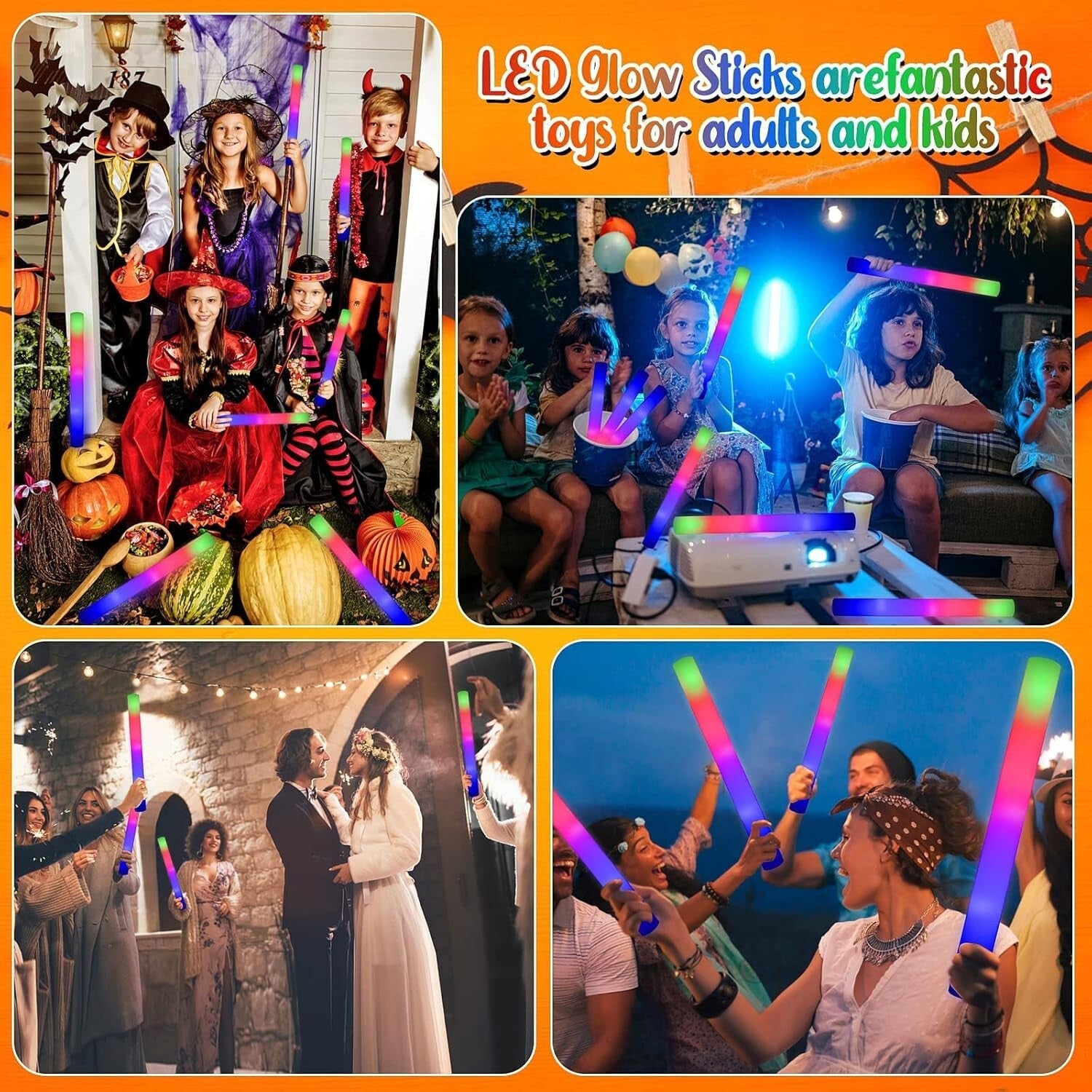 42 Pack LED Foam Glow Sticks - Three Flashing Modes for Unforgettable Parties