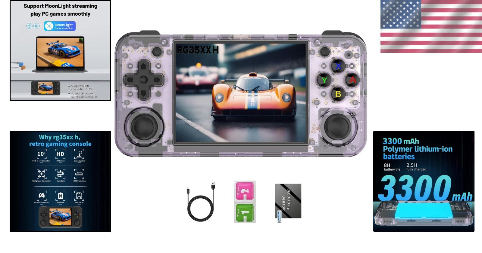 Anbernic Retro Gaming Console with 64G TF - 3.5" HD, Fast Charging, Vibration