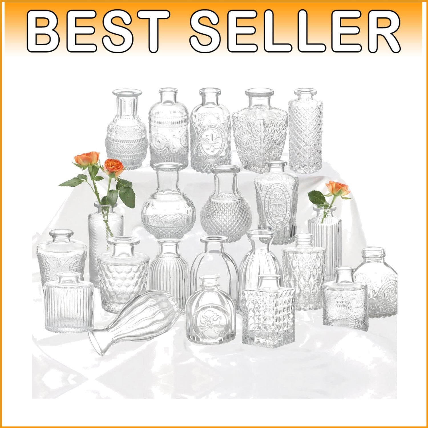 Charming 22-Piece Clear Glass Bud Vase Collection for Elegant Centerpieces