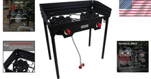 Load image into Gallery viewer, High-Pressure Propane Double Burner Camp Stove with Windscreen &amp; Adjustable PSI